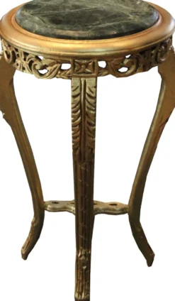 Casa Padrino Barock Beistelltisch Rund Gold mit Marmorplatte 37 cm x H. 70 cm Antik Stil