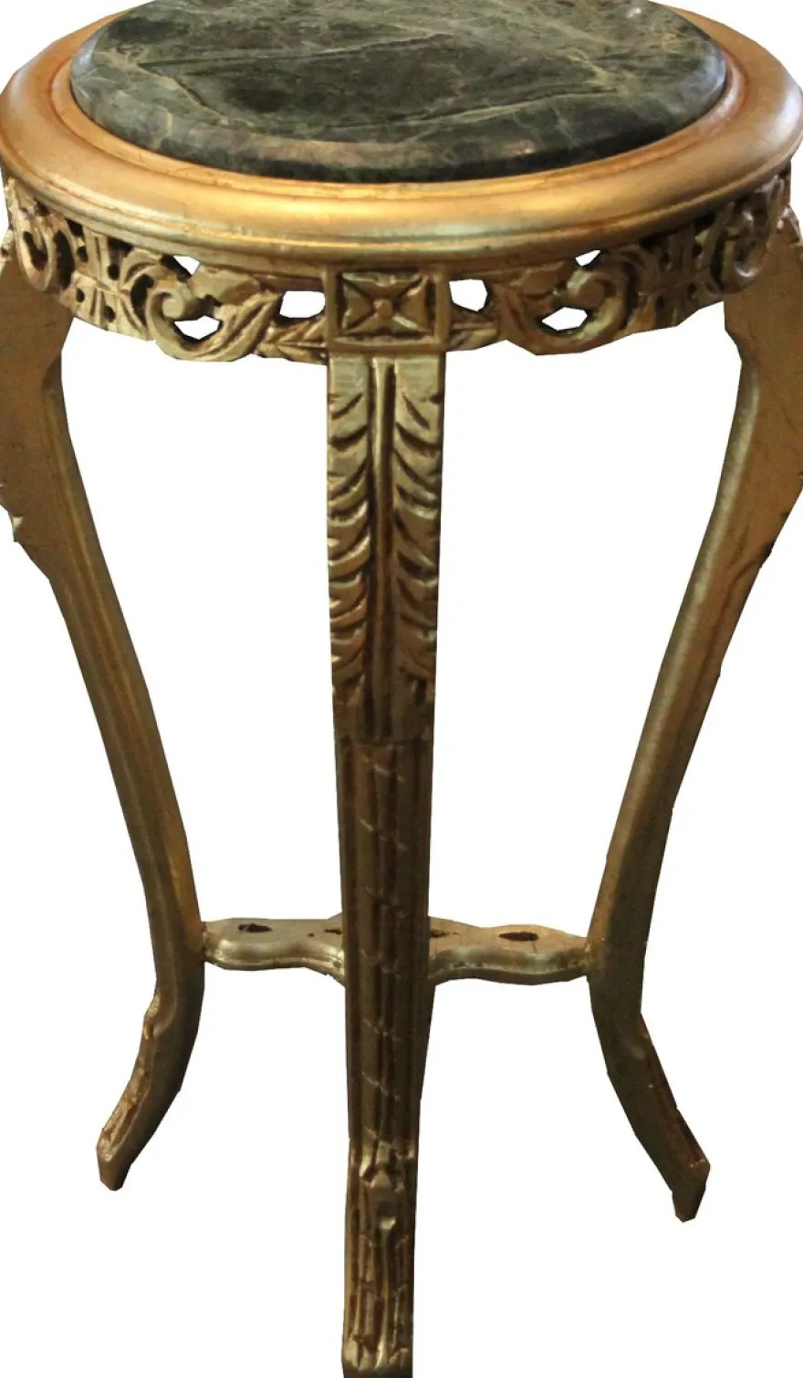 Casa Padrino Barock Beistelltisch Rund Gold mit Marmorplatte 37 cm x H. 70 cm Antik Stil
