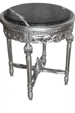 Casa Padrino Barock Beistelltisch Rund Silber ModY14 53 x 47 cm - Antik Stil Luxus Wohnzimmertisch