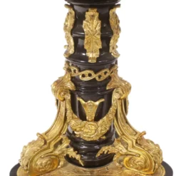 Casa Padrino Barock Beistelltisch Braun / Rot / Gold Durchmesser 78cm, Höhe 83 cm Handarbeit, Handbemalt- Limited Edition