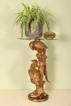 Casa Padrino Barock Beistelltisch Papagei mit Glasplatte H. 62 cm - Barock Deko Möbel