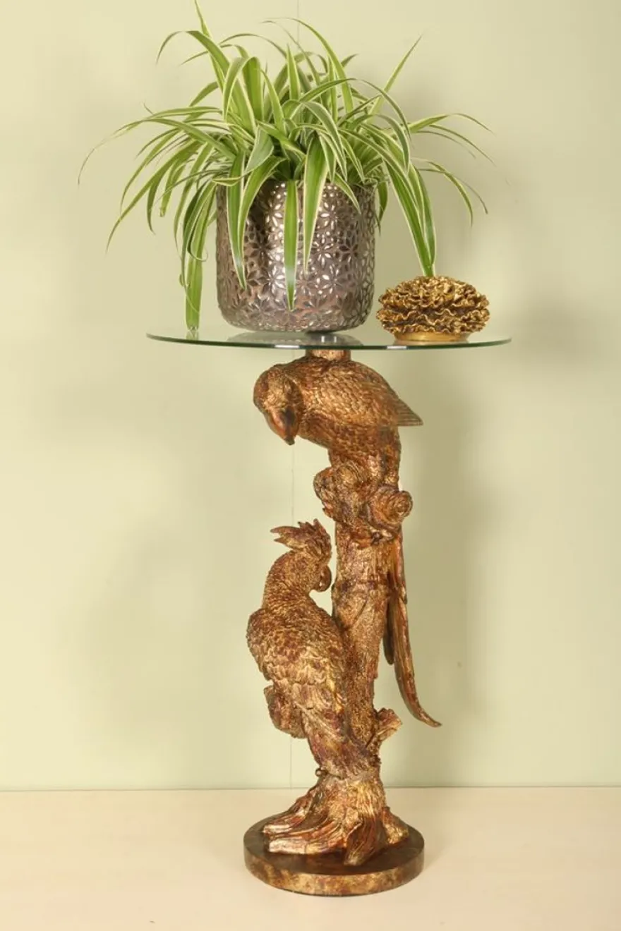 Casa Padrino Barock Beistelltisch Papagei mit Glasplatte H. 62 cm - Barock Deko Möbel