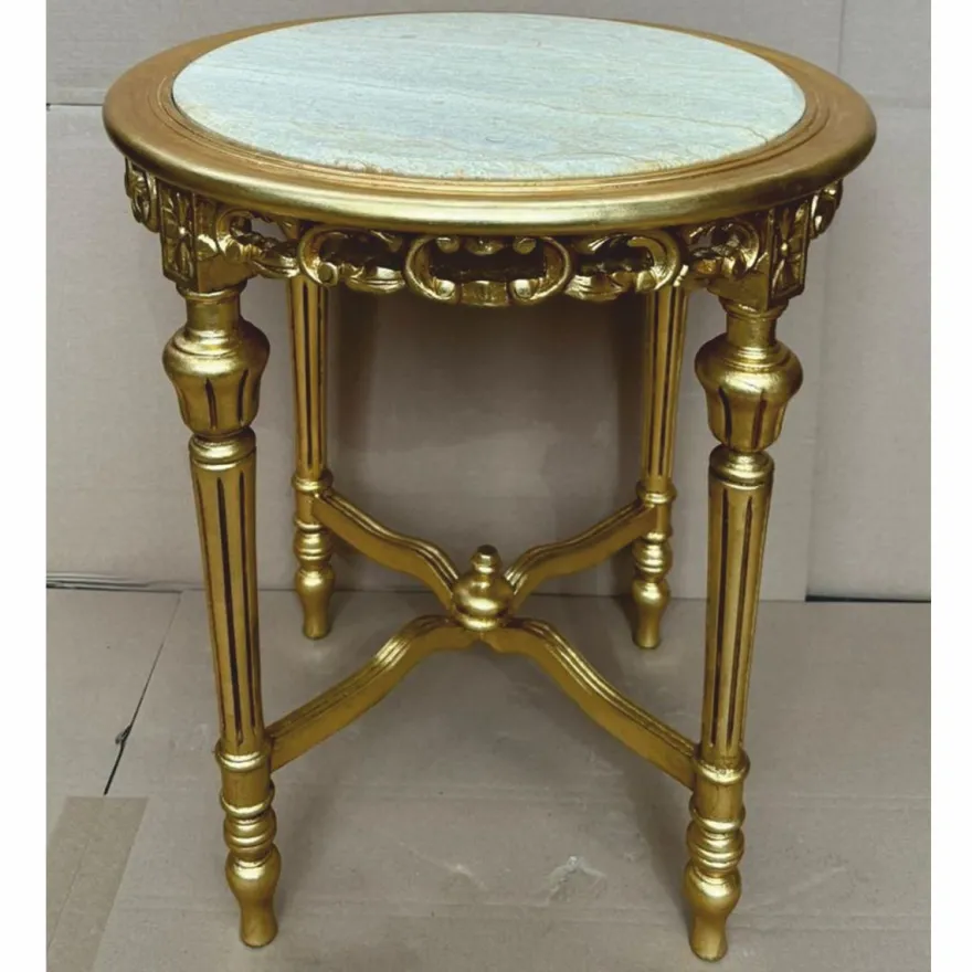 Casa Padrino Barock Beistelltisch Gold / Grau Ø 60 x H. 72 cm - Barock Möbel
