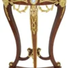 Casa Padrino Barock Beistelltisch Braun / Gold / Schwarz Ø 55 x H. 78 cm - Runder Massivholz Tisch im Barockstil - Barock Wohnzimmer Möbel