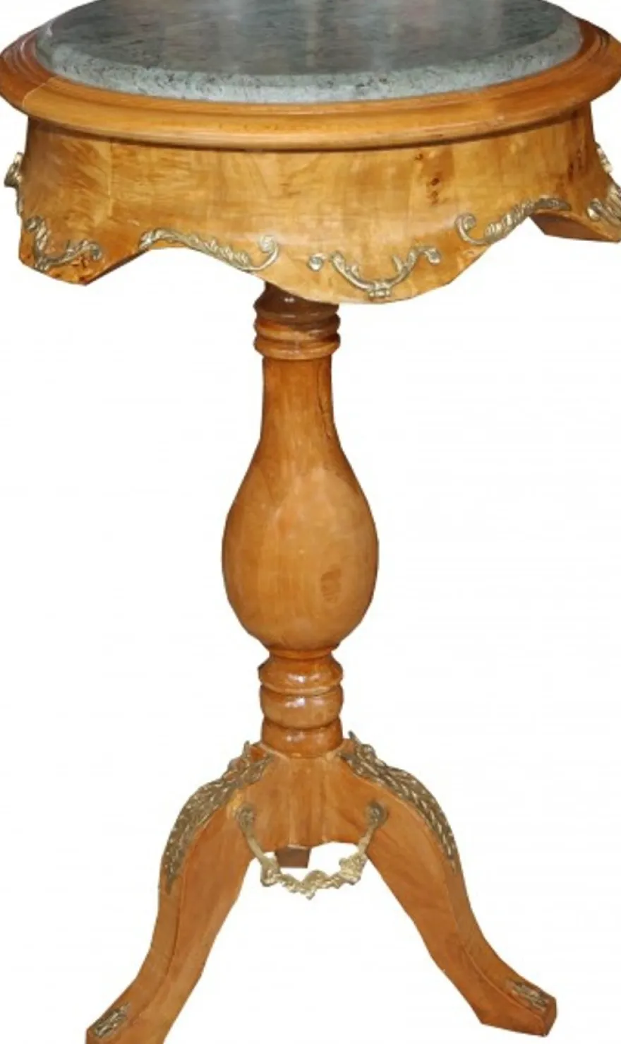 Casa Padrino Barock Beistelltisch Modell Mahagoni Hellbraun mit Marmorplatte 70 x 41 cm