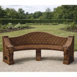 Casa Padrino Barock Beton Gartenbank Braun 196 cm - Barock Garten & Terrassen Möbel