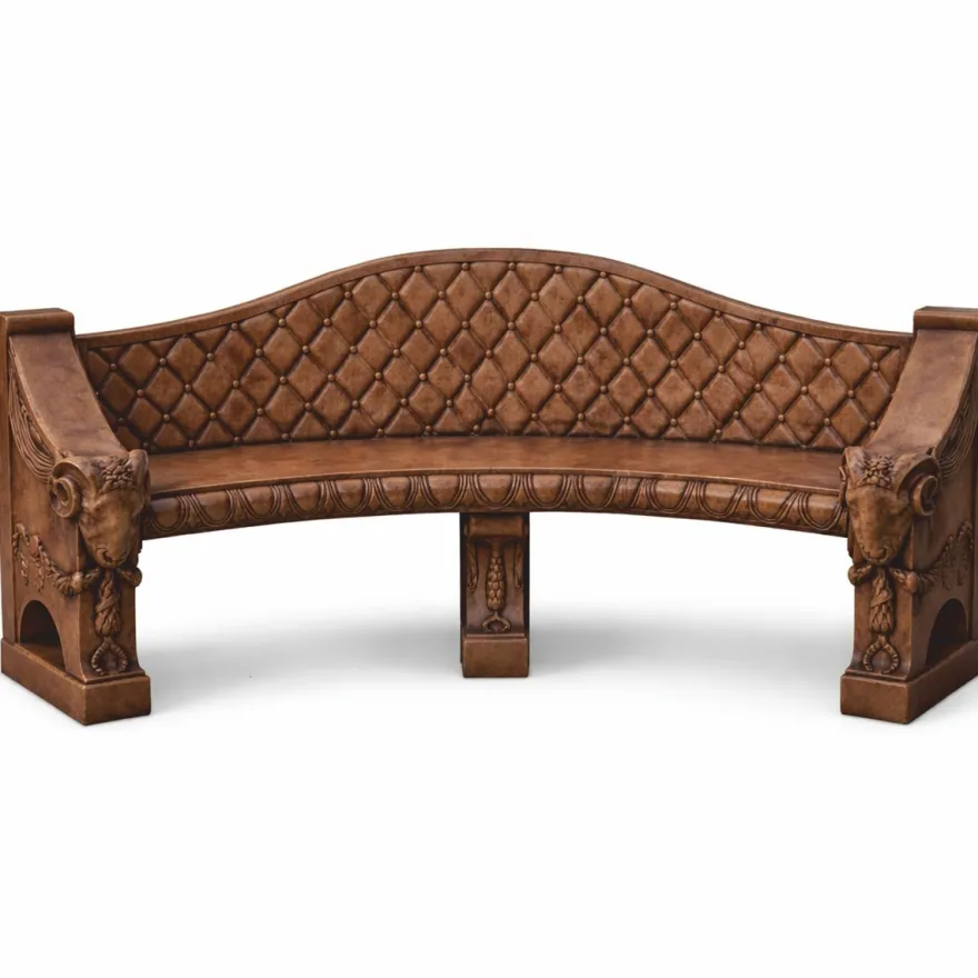 Casa Padrino Barock Beton Gartenbank Braun 196 cm - Barock Garten & Terrassen Möbel