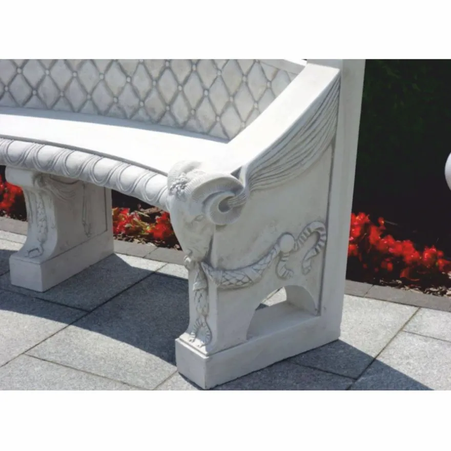 Casa Padrino Barock Beton Gartenbank Grau 196 cm - Barock Garten & Terrassen Möbel