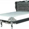 Casa Padrino Barock Bett Barocco Splendid Schwarz / Silber, Bezug aus edlem Satinstoff, 180 x 200 cm