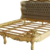 Casa Padrino Barock Bett Barocco Gold / Khaki Satinstoff 180 x 200 cm aus der Luxus Kollektion