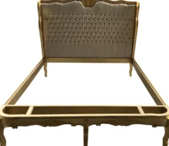 Casa Padrino Barock Bett Barocco Splendid Gold / Creme Satinstoff 180 x 200 cm