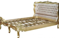Casa Padrino Barock Bett Barocco Splendid Gold / Creme Satinstoff 180 x 200 cm