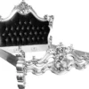 Casa Padrino Barock Bett Barocco Schwarz / Silber mit Bling Bling Glitzersteinen 180 x 200 cm