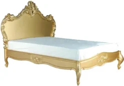 Casa Padrino Barock Bett Lusso Gold 180 x 200 cm aus massivem Mahagoni Holz im luxuriösen Design