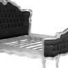 Casa Padrino Barock Bett St. Tropez Schwarz / Silber mit Bling Bling Glitzersteinen 180 x 200 cm