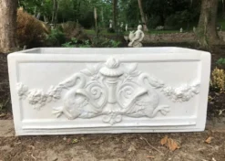 Casa Padrino Barock Blumenkübel Weiß 36 x 81 x H. 43 cm - eckiges Blumengefäß im Barockstil - Blumenkübel - Pflanzkübel Jugendstil Antik Stil