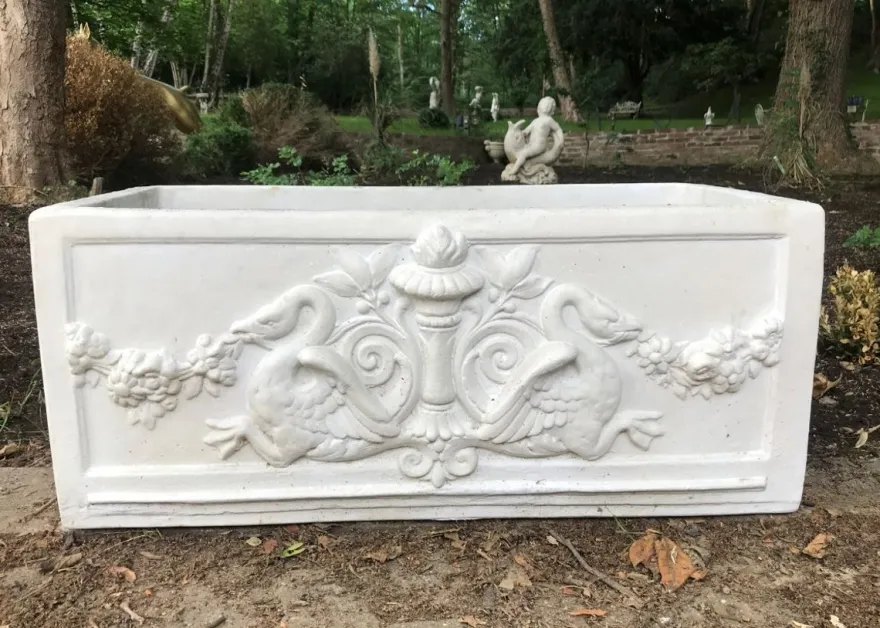 Casa Padrino Barock Blumenkübel Weiß 36 x 81 x H. 43 cm - eckiges Blumengefäß im Barockstil - Blumenkübel - Pflanzkübel Jugendstil Antik Stil