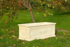 Casa Padrino Barock Blumenkübel Antik Creme - Weiß 31 x 81 x H 30 cm - eckiges Blumengefäß im Barockstil - Blumenkübel - Pflanzkübel Jugendstil