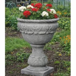 Casa Padrino Barock Blumentopf Grau Ø 53 x H. 80 cm - Barock Garten Deko