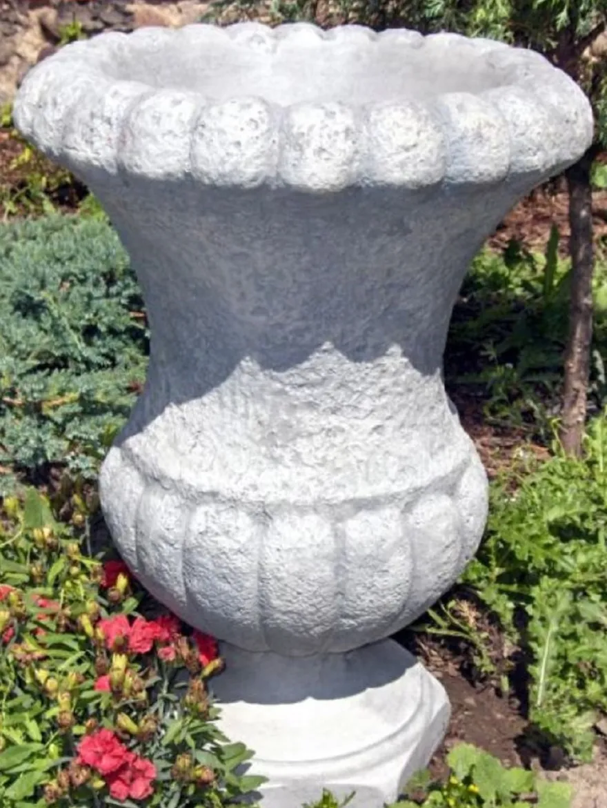Casa Padrino Barock Blumentopf Grau Ø 39 x H. 54 cm - Runder Prunkvoller Pflanzentopf im Barockstil