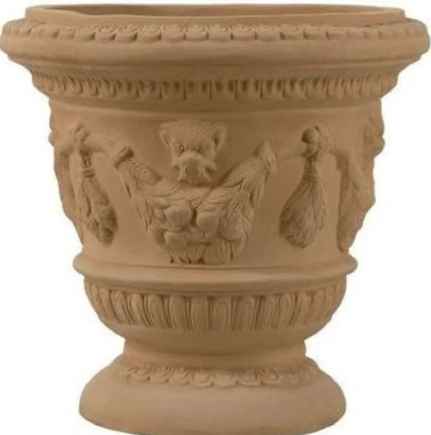 Casa Padrino Barock Blumentopf Terracotta Ø 58 x H. 53 cm - Handgefertigte Keramik Pflanzentopf - Balkon Terrassen Garten Deko im Barockstil