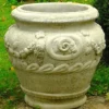 Casa Padrino Barock Blumentopf Grau Ø 59 x H. 66 cm - Runder Prunkvoller Pflanzentopf im Barockstil