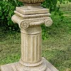 Casa Padrino Barock Blumentopf mit Säule Grau Ø 39 x H. 110 cm - Prunkvoller Pflanzentopf mit Gartensäule im Barockstil - Barock Garten Deko Accessoires
