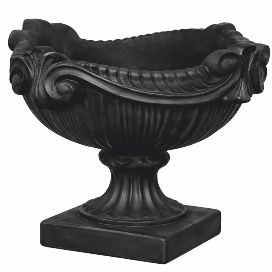 Casa Padrino Barock Blumentopf Schwarz Ø 46 x H. 33 cm - Barock Garten Deko