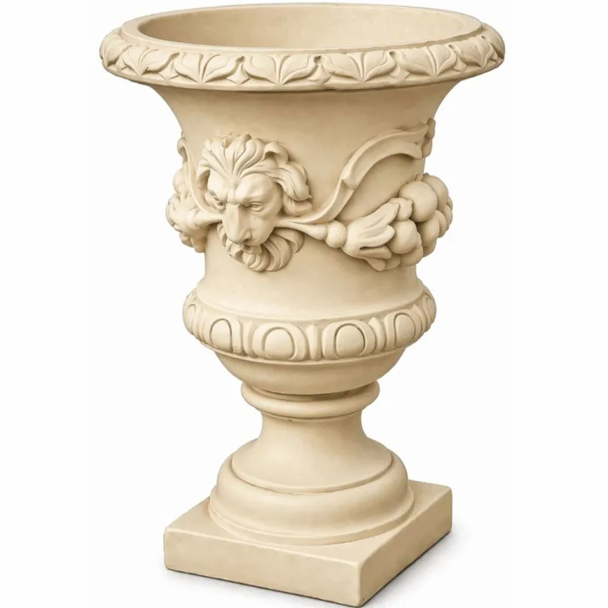 Casa Padrino Barock Blumentopf Beige Ø 50 x H. 70 cm - Barock Garten Deko