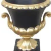 Casa Padrino Barock Blumentopf Schwarz / Gold Ø 35 x H. 47 cm - Prunkvoller Pflanzentopf im Barockstil - Barock Deko Accessoires