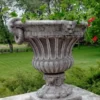 Casa Padrino Barock Blumentopf Grau Ø 73 x H. 70 cm - Runder Prunkvoller Pflanzentopf im Barockstil - Blumenkübel - Pflanzkübel