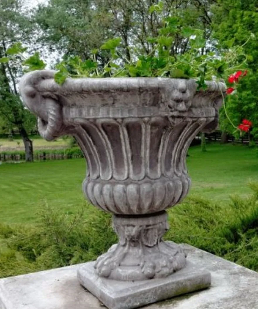 Casa Padrino Barock Blumentopf Grau Ø 73 x H. 70 cm - Runder Prunkvoller Pflanzentopf im Barockstil - Blumenkübel - Pflanzkübel