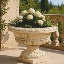 Casa Padrino Barock Blumentopf Beige Ø 70 x H. 50 cm - Barock Garten Deko