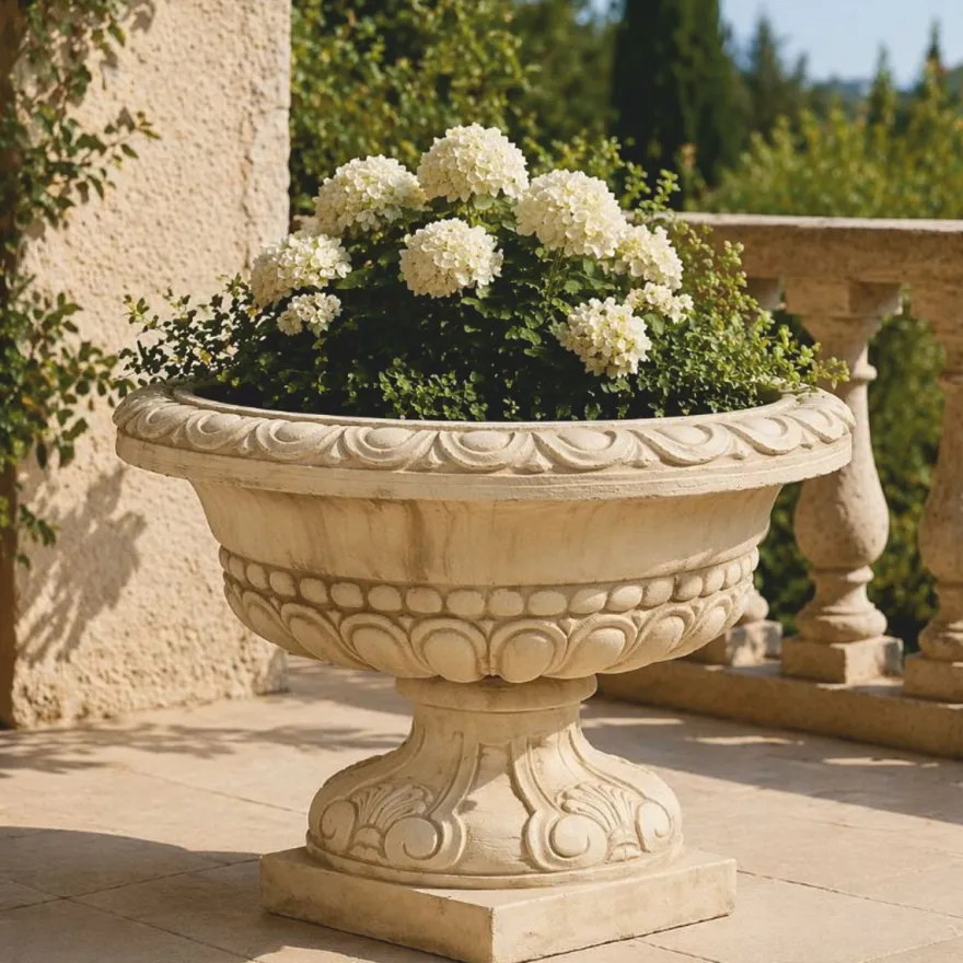 Casa Padrino Barock Blumentopf Beige Ø 70 x H. 50 cm - Barock Garten Deko