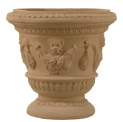 Casa Padrino Barock Blumentopf Terracotta Ø 42 x H. 41 cm - Handgefertigte Keramik Pflanzentopf - Balkon Terrassen Garten Deko im Barockstil