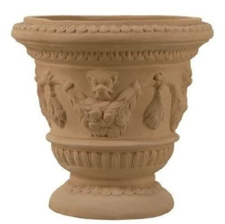 Casa Padrino Barock Blumentopf Terracotta Ø 42 x H. 41 cm - Handgefertigte Keramik Pflanzentopf - Balkon Terrassen Garten Deko im Barockstil