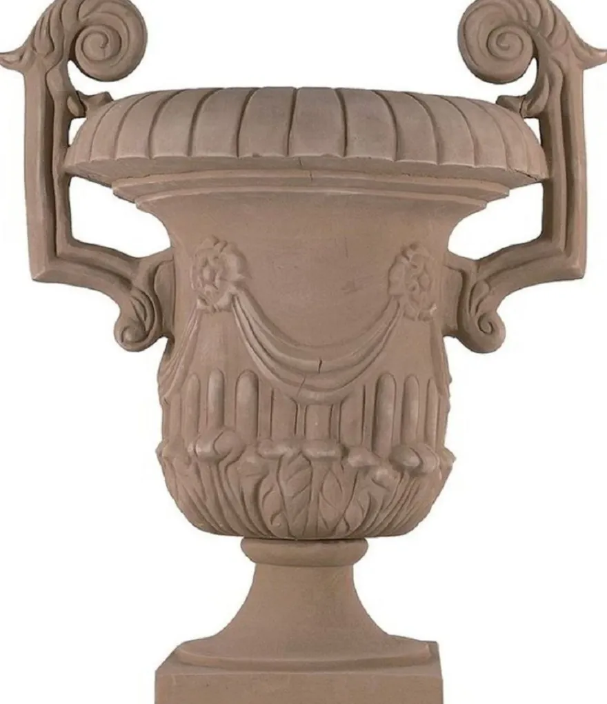 Casa Padrino Barock Blumenvase Terracotta Ø 63 x H. 73 cm - Handgefertigte Keramik Vase - Balkon Terrassen Garten Deko - Deko Accessoires im Barockstil - Edel & Prunkvoll