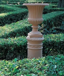 Casa Padrino Barock Blumenvase Terracotta Ø 36 x H. 46 cm - Handgefertigte Keramik Vase - Balkon Terrassen Garten Deko im Barockstil