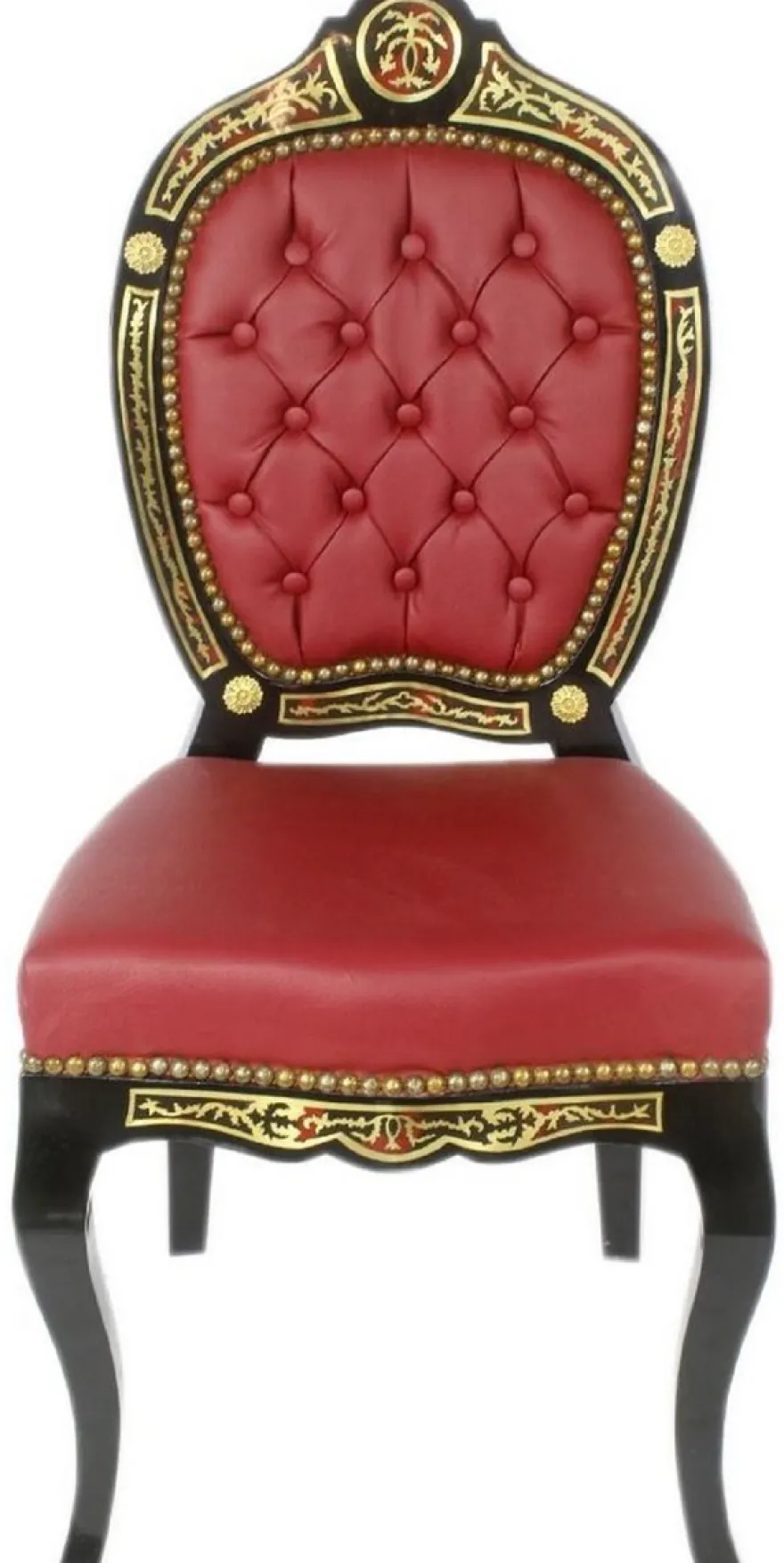 Casa Padrino Barock Boulle Esszimmer Stuhl Rot / Schwarz / Gold 50 x 50 x H. 105 cm - Barock Esszimmer Möbel