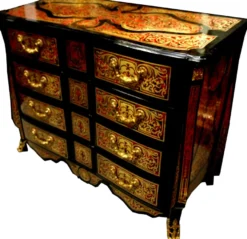 Casa Padrino Barock Boulle Kommode Schwarz / Gold / Rot 112 cm - Möbel Schrank Sideboard