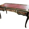 Casa Padrino Barock Boulle Schreibtisch Schwarz / Gold / Rot - 161 cm x 83 cm x H 82 cm