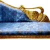 Casa Padrino Barock Chaiselongue Blau Muster / Gold - Golden Wings - Antik Stil Möbel