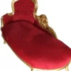Casa Padrino Barock Chaiselongue King in Bordeaux und Gold, handgefertigt aus Massivholz, 155 x 70 x 100 cm