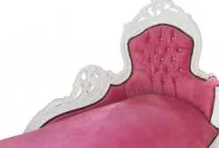 Casa Padrino Barock Chaiselongue King Rosa/Weiß mit Bling Bling Glitzersteinen, 155 x 70 x 100 cm