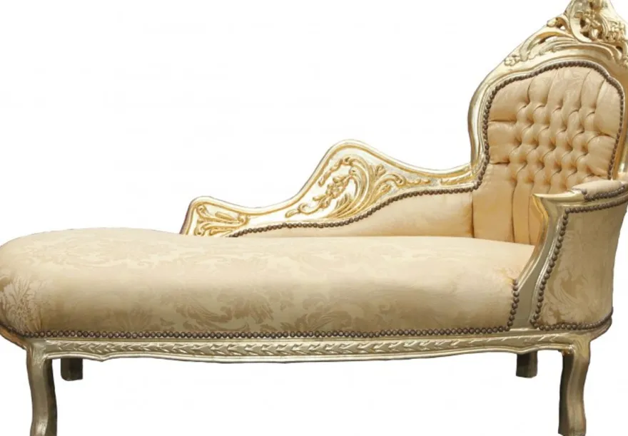 Casa Padrino Barock Chaiselongue Mod2 Gold Muster / Gold - Handgefertigte Luxus Liege 155 x 70 x 100 cm