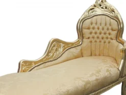 Casa Padrino Barock Chaiselongue Mod2 Gold Muster / Gold - Handgefertigte Luxus Liege 155 x 70 x 100 cm