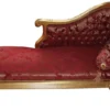 Casa Padrino Barock Chaiselongue Modell XXL Bordeaux Rot Muster / Gold, 192 x 71 x 95 cm - Repräsentative Recamiere für Wohnzimmer