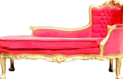 Casa Padrino Barock Chaiselongue Palace in Rot und Gold, 172 x 64 x 106 cm, handgefertigtes Antik Stil Replikat