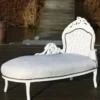 Casa Padrino Barock Chaiselongue King in Weiß / Weiß in Lederoptik, 155 x 70 x 100 cm