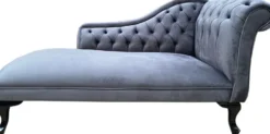Casa Padrino Barock Chaiselongue Silbergrau / Schwarz - Handgefertigte Massivholz Recamiere - Barock Möbel - Edel & Prunkvoll